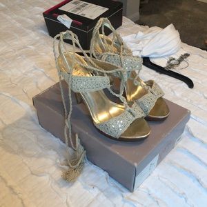 Crocheted wrap up sandals